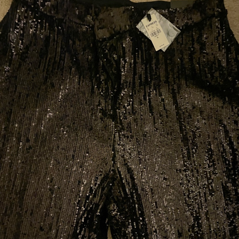 New Express Black Sequin Ankle Pants